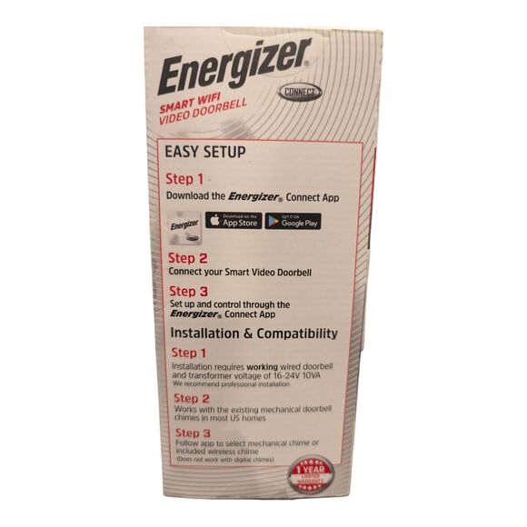 Energizer Smart Wi-Fi 1080p Video Doorbell with Chime Set - Picture 4 of 5